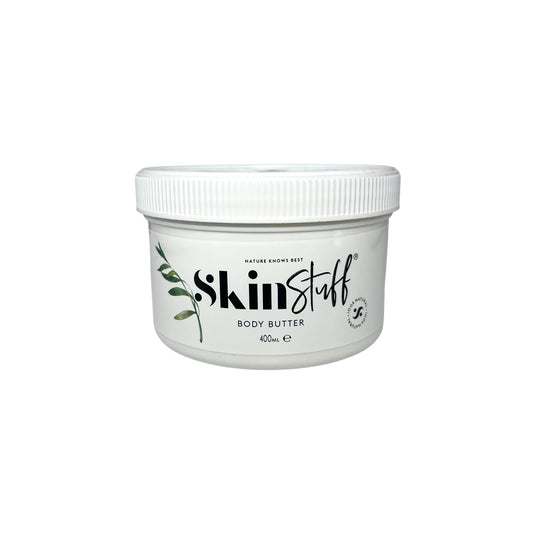 Jar of Skin Stuff body butter on a white background